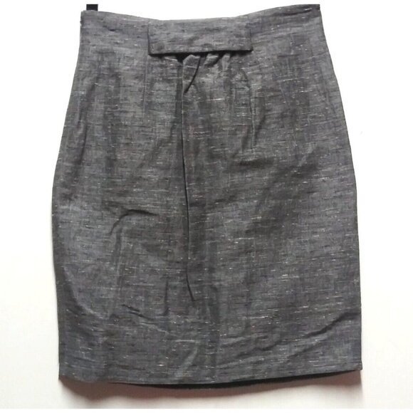 NWOT Lida Baday Pencil Skirt Silk Linen blend Womens Sz 6 Gray Pockets career - Picture 2 of 12